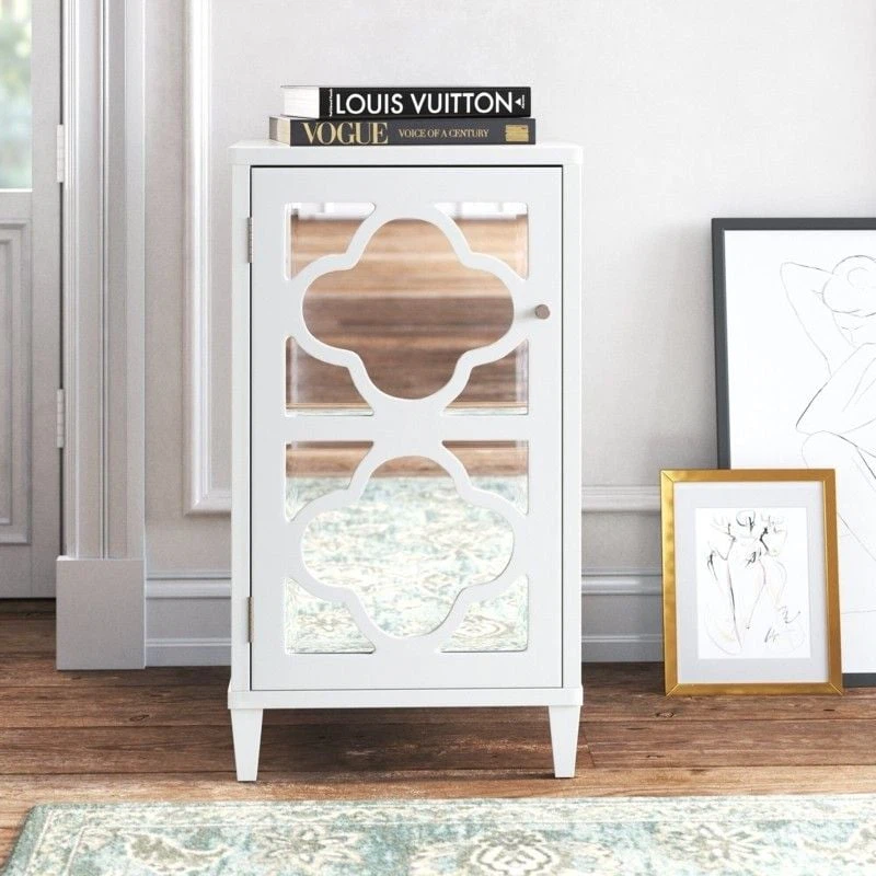 White Accent Cabinet with Mirrored Door - photo 2