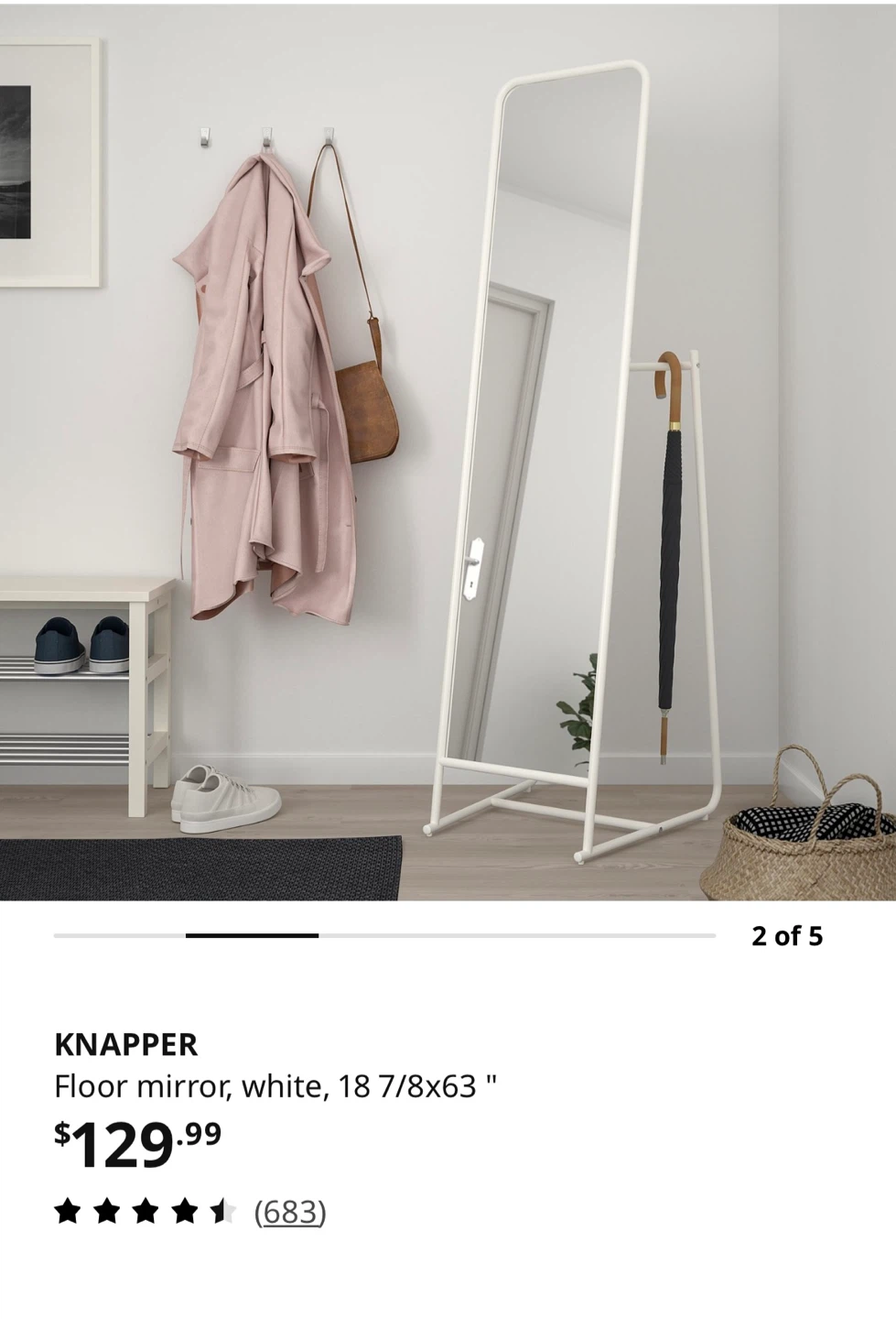 IKEA KNAPPER floor mirror white - photo 3