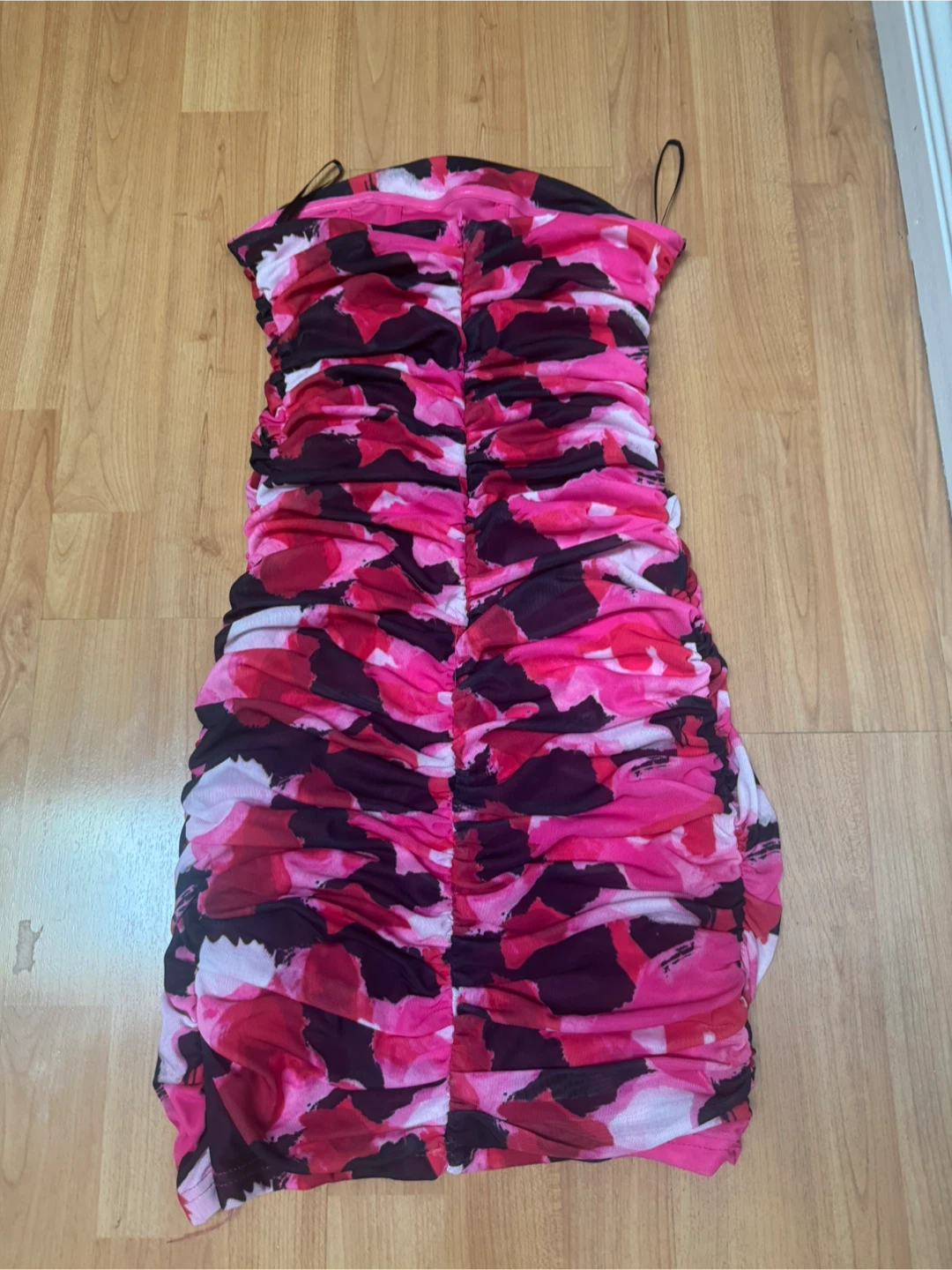Forever21 Pink abstract print ruched mini dress - photo 2