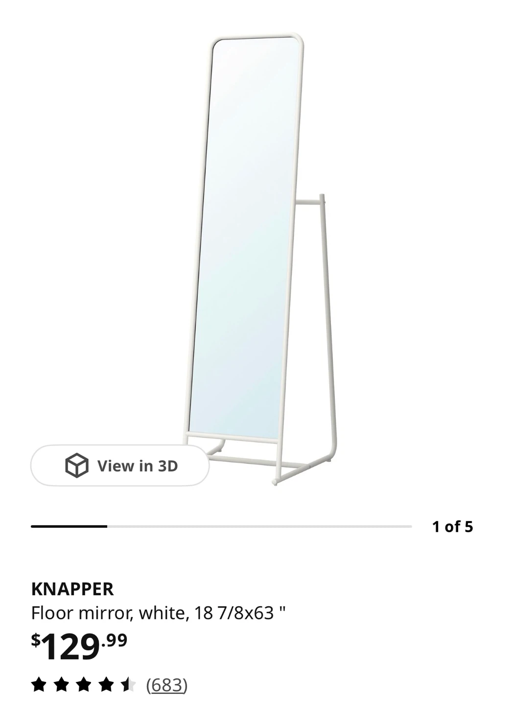 IKEA KNAPPER floor mirror white