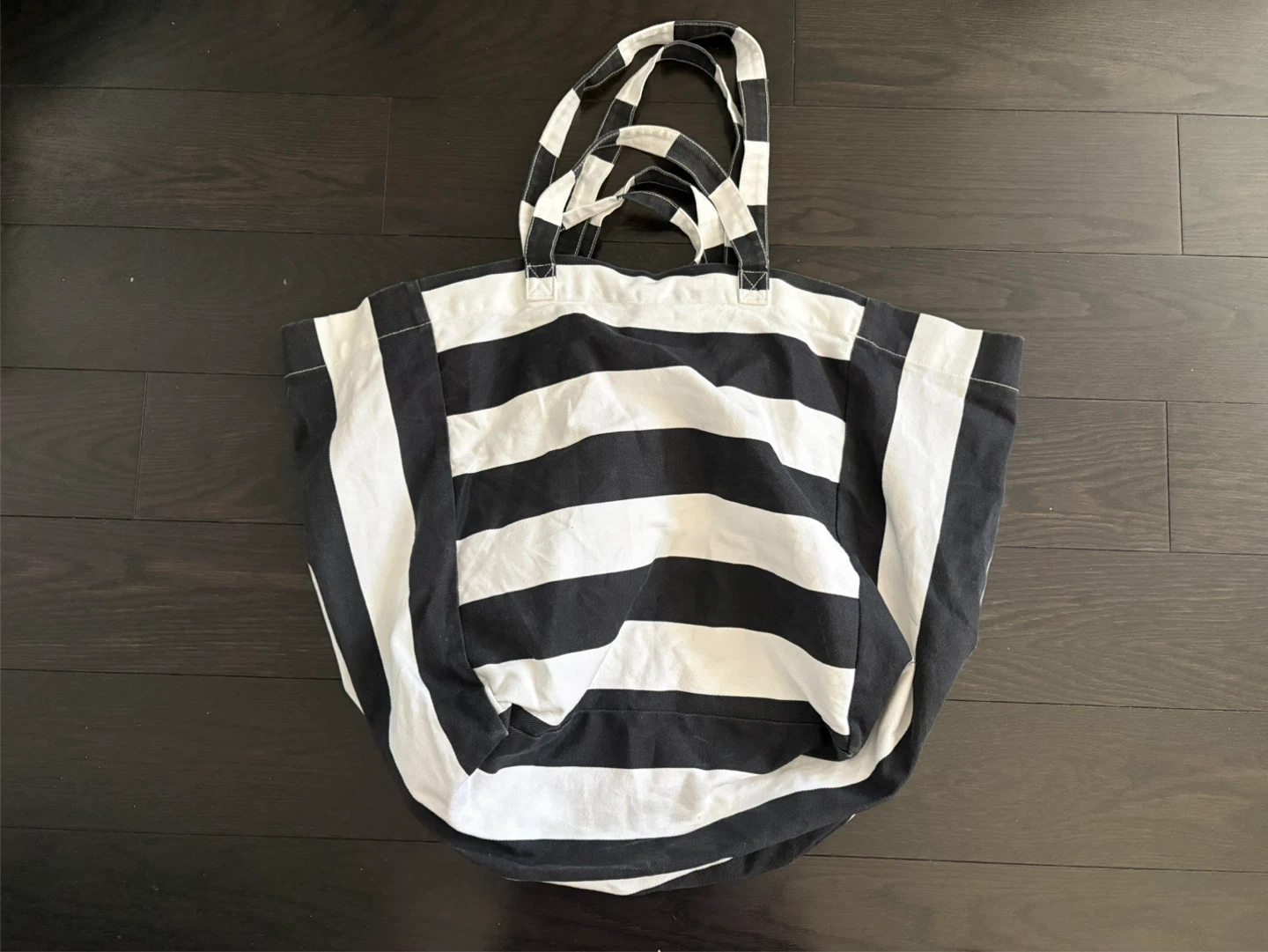 BIG! Black and White Striped Tote Beach/Bag - photo 2