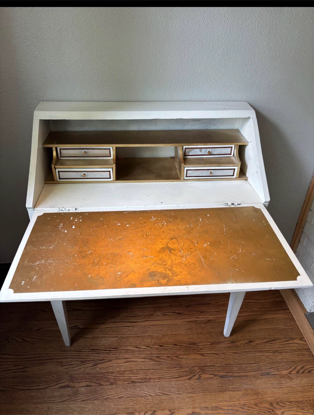 Vintage Secretary Desk with Painted Mural - photo 2