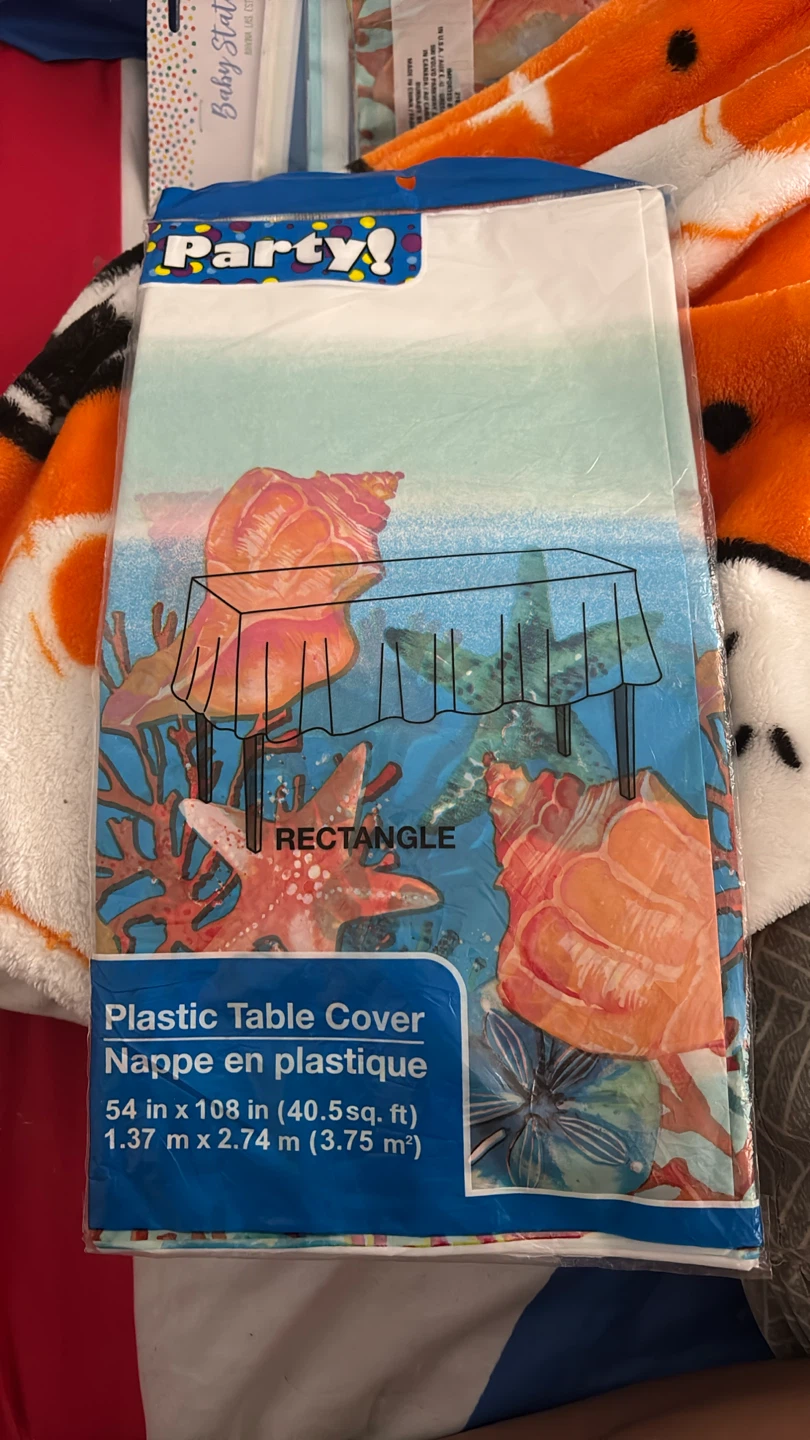 Party! Plastic Table Cover - Beach Shells Design