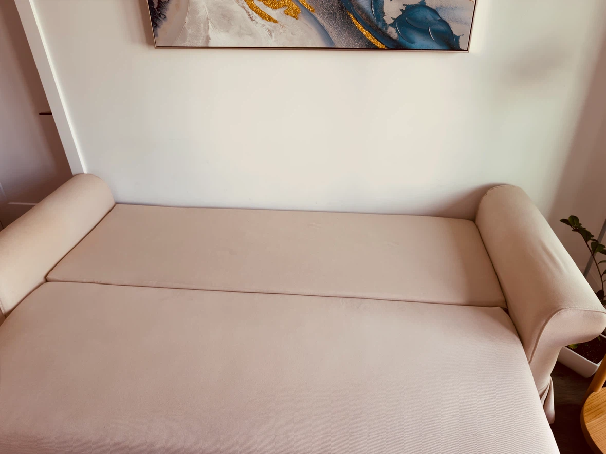 Beige 3 seater sofa bed with storage - photo 4
