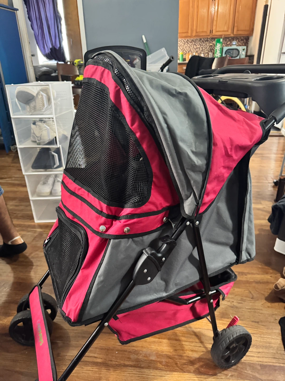 Pet Stroller - Pink and Gray
