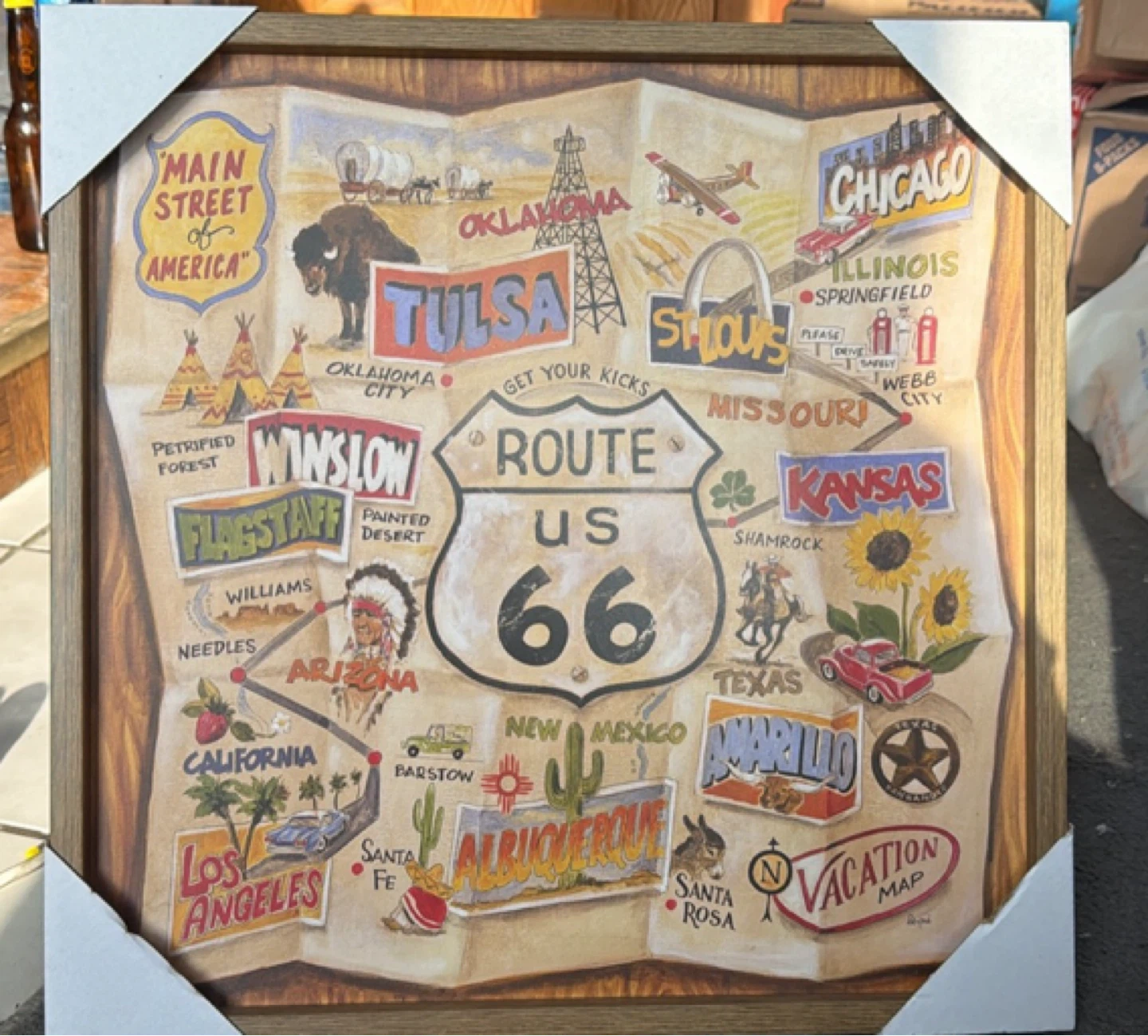 Route 66 Vacation Map Framed Art