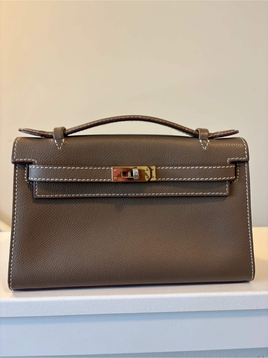Mini Kelly style Bag Taupe Leather - CAUSEFUTURE BRAND