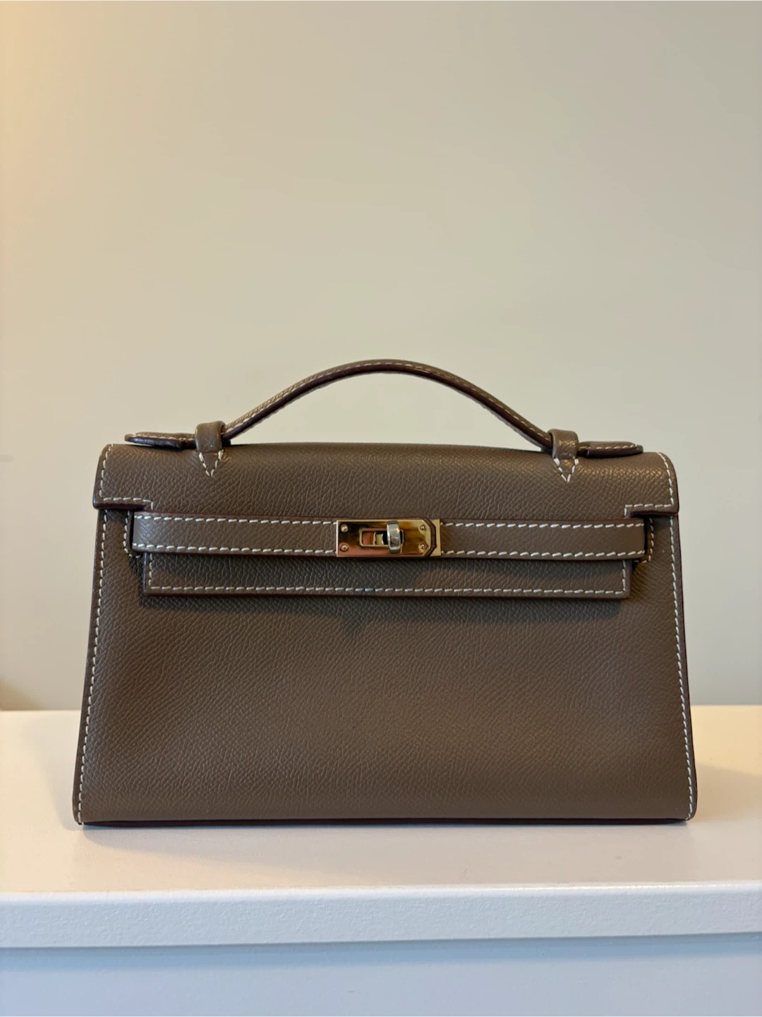 Mini Kelly style Bag Taupe Leather - CAUSEFUTURE BRAND - photo 2