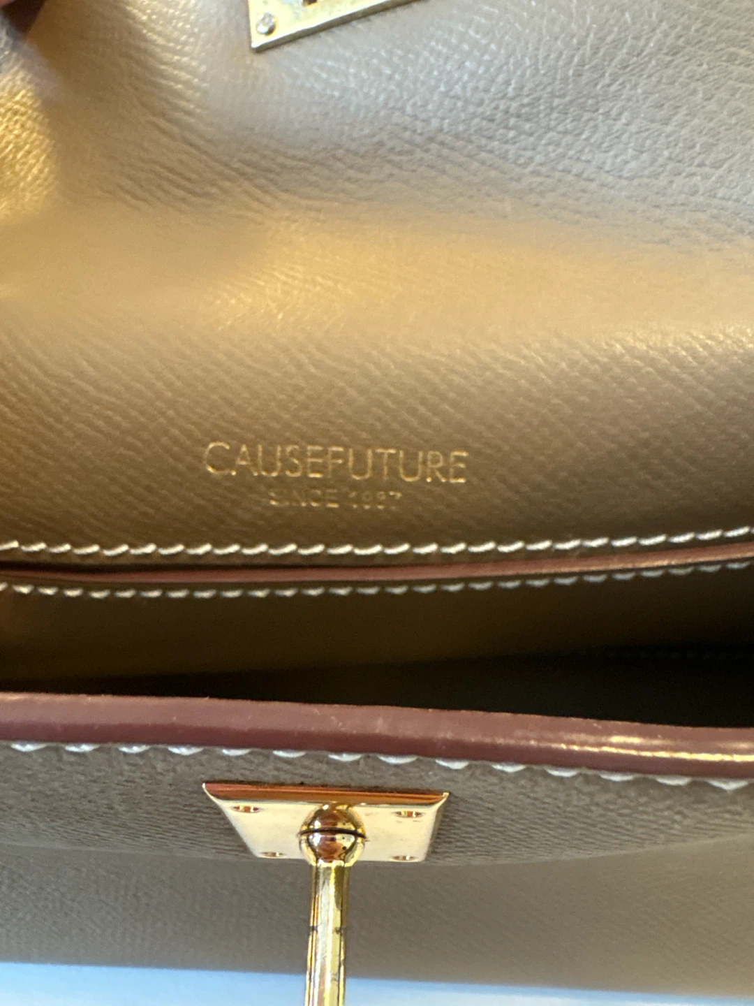 Mini Kelly style Bag Taupe Leather - CAUSEFUTURE BRAND - photo 3