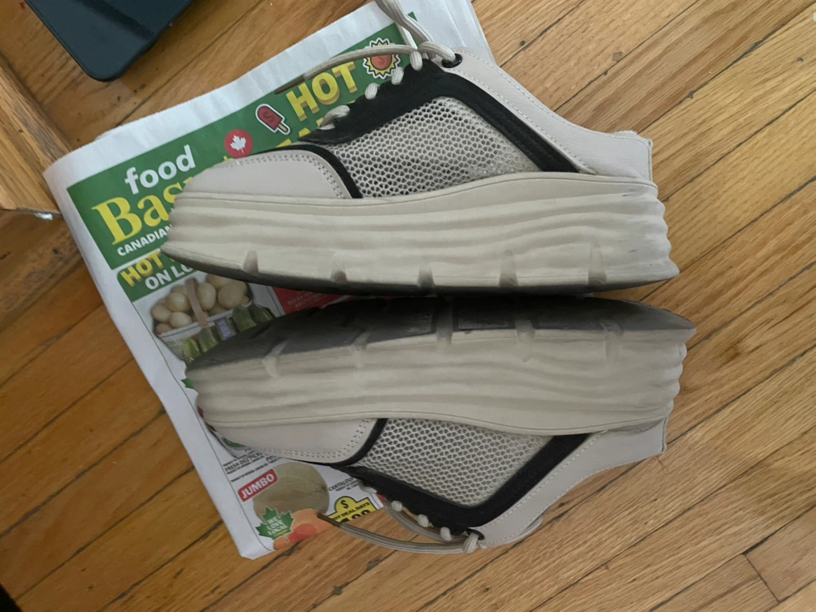 Sport Fashion beige and black platform mule sneakers - photo 3