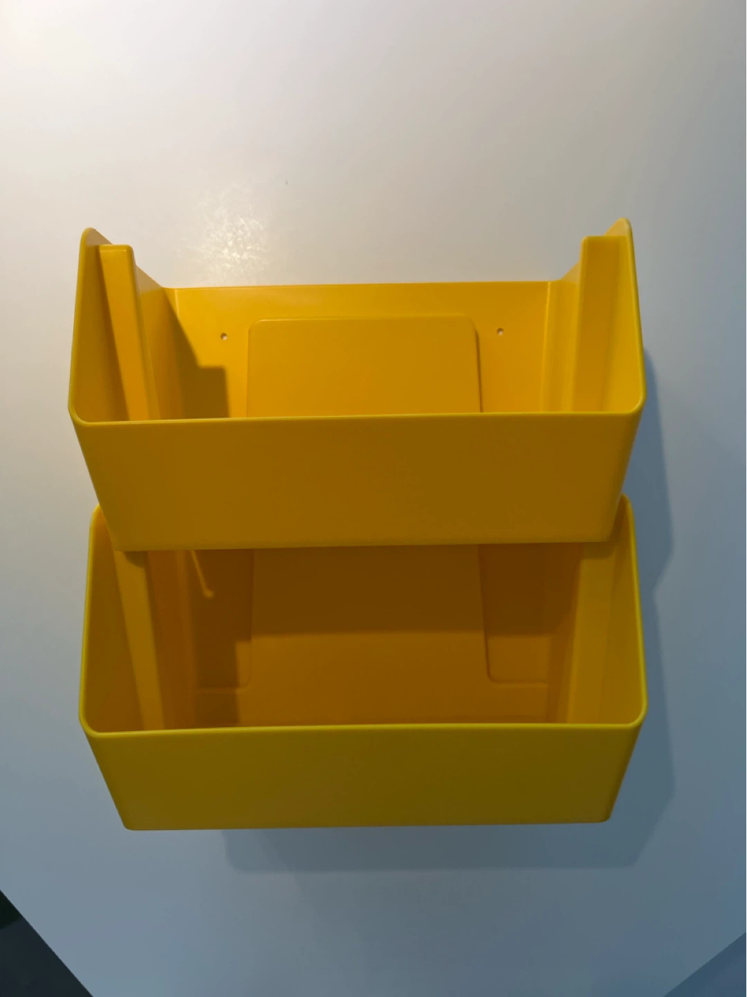 Set of 2 yellow plastic organizers