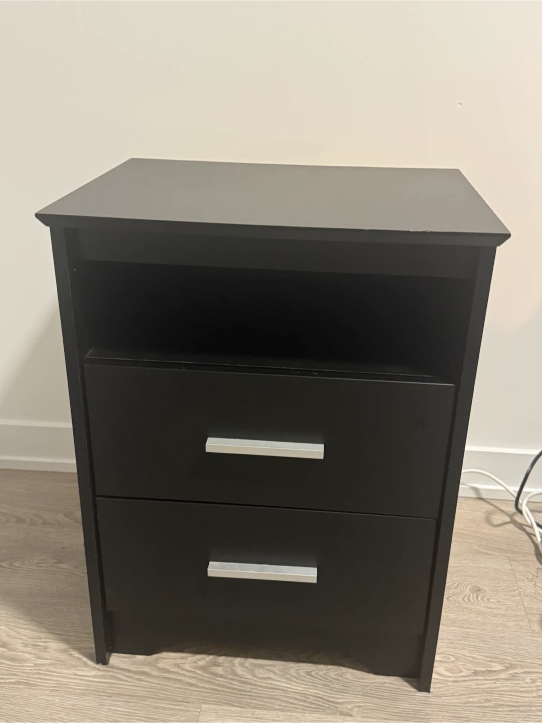 Black 2-Drawer Nightstand