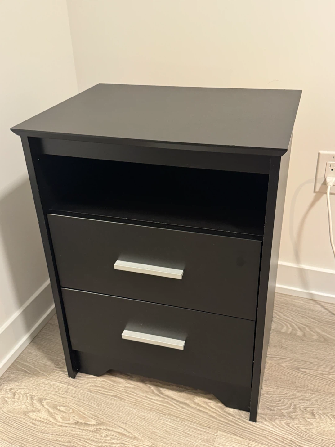Black 2-Drawer Nightstand - photo 2