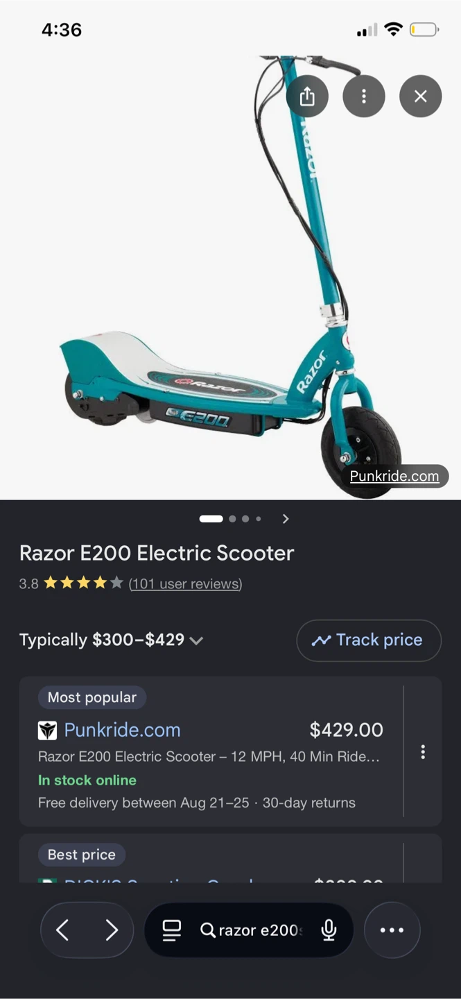 Razor E200 scooter with upgraded battery