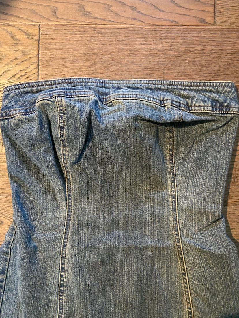 EUC: Y2K RW&Co. Britney Strapless Denim Ruffle Hem Dress 2 - photo 4