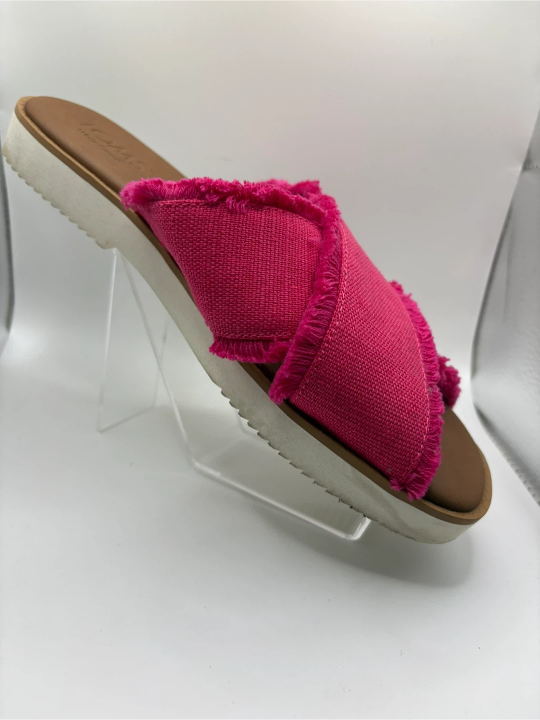 TOMS Pink Cross-Strap Frayed Slide Sandals - photo 5