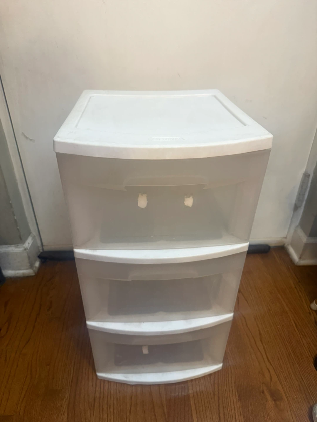 White three drawer storage