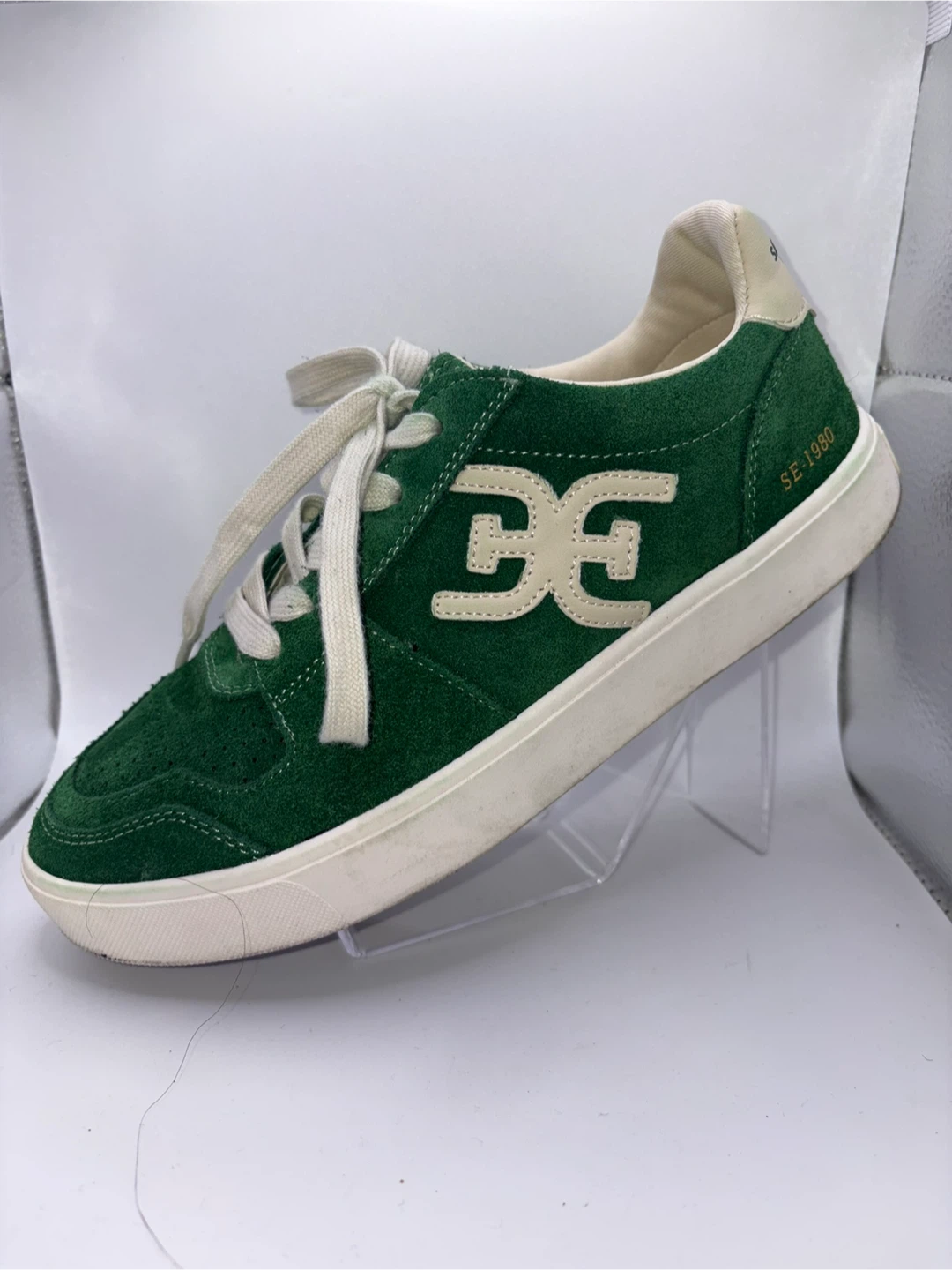 7.5 - SAM EDELMAN, Green Suede Sneakers