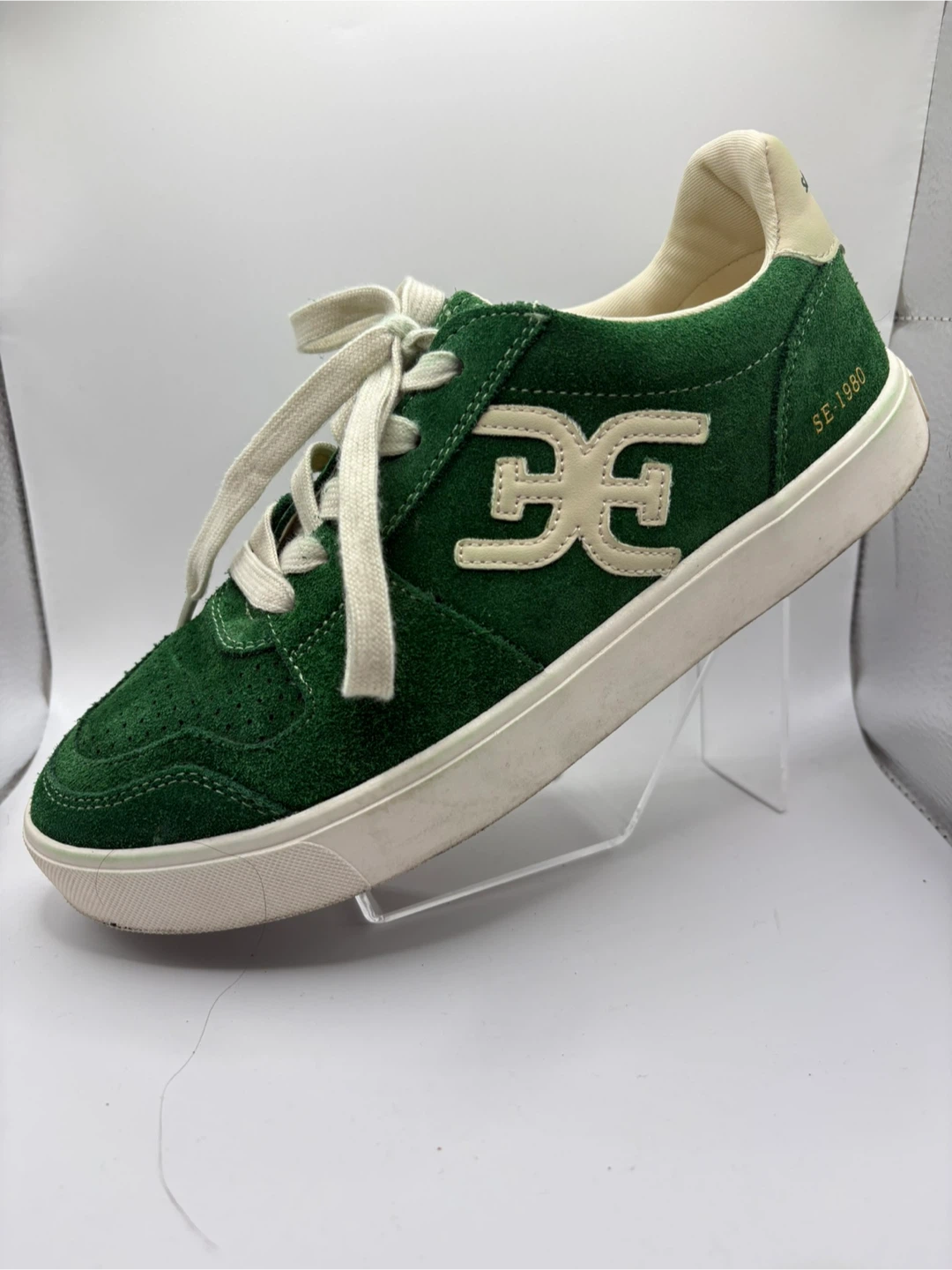7.5 - SAM EDELMAN, Green Suede Sneakers - photo 4