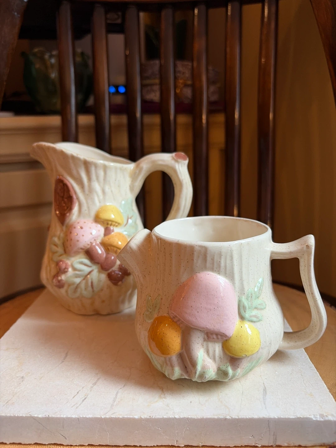 Vintage Arnels Mushroom Ceramic Pitcher and Creamer Set