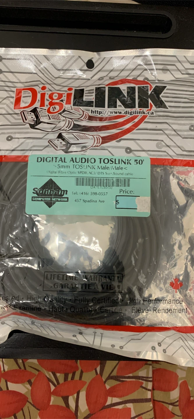 DigiLINK Digital Audio Toslink 50' Cable