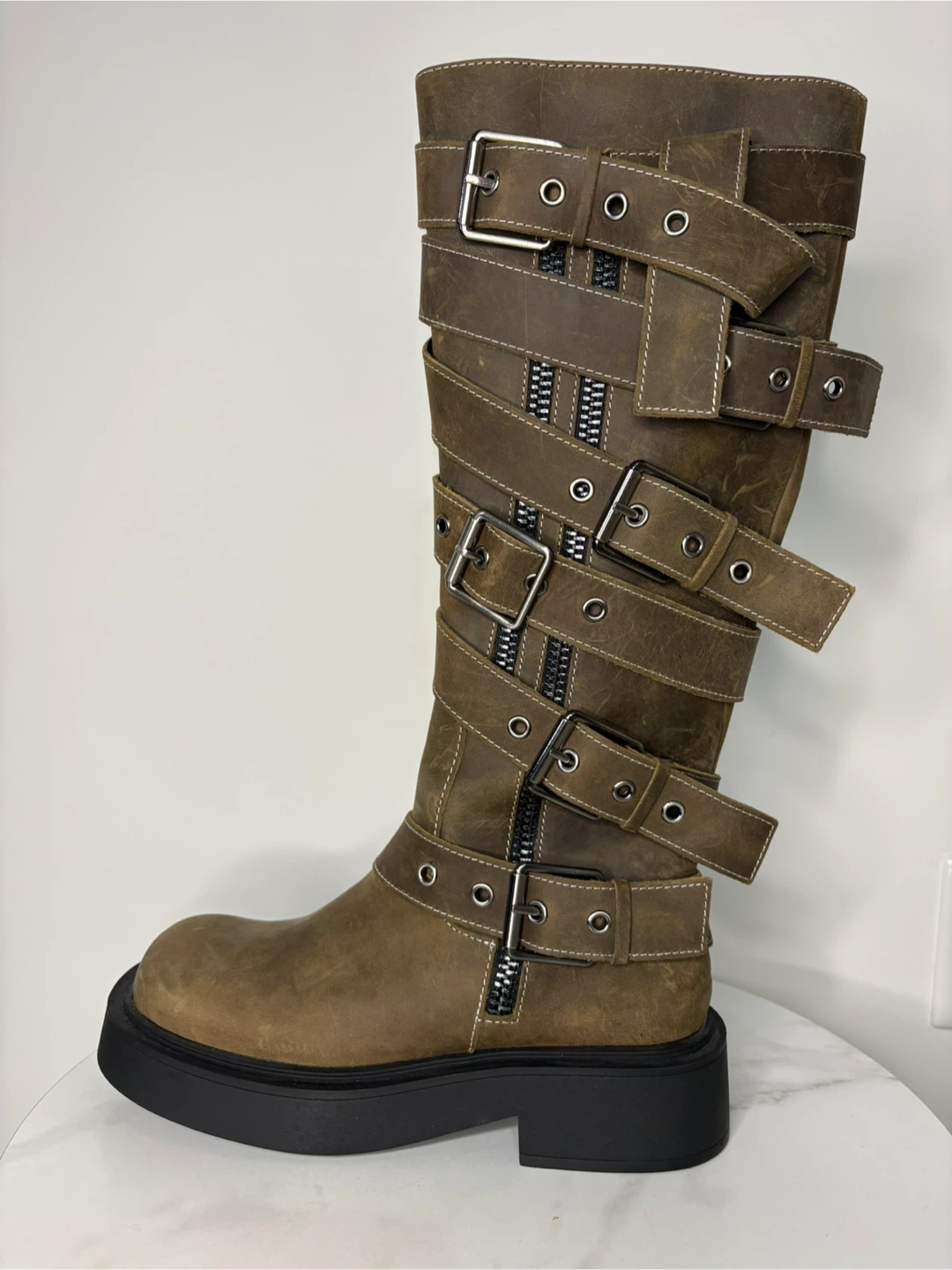 7.5 - ZARA NEW! Buckled Knee-High Boots - photo 4