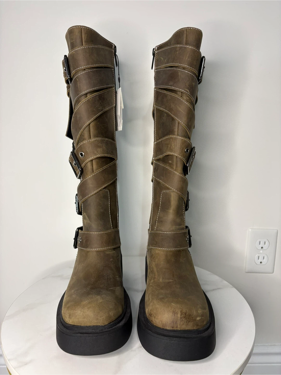 7.5 - ZARA NEW! Buckled Knee-High Boots - photo 5