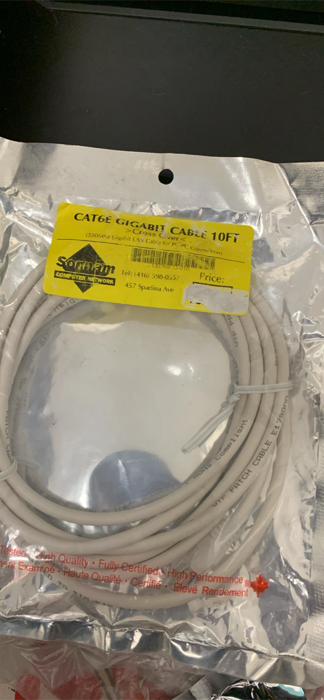 Ethernet Sormam CAT6E Gigabit Ethernet Cable - 10ft