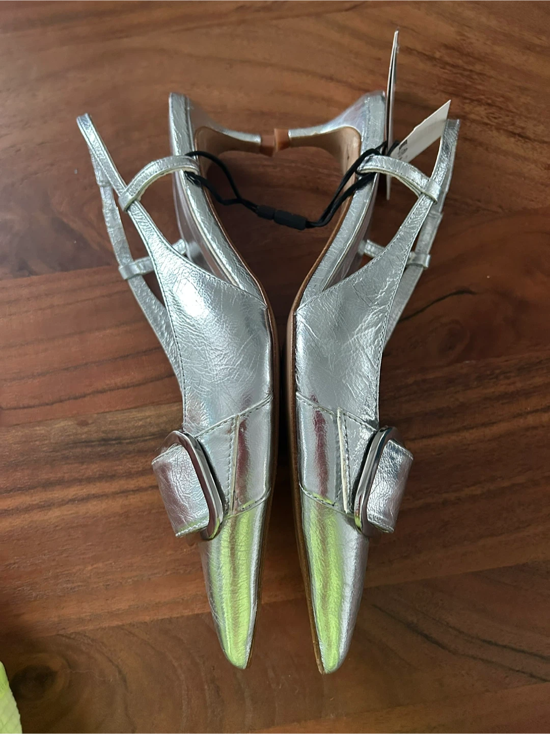 7.5 - NEW with Tag! ZARA Silver Slingback Heels - photo 2