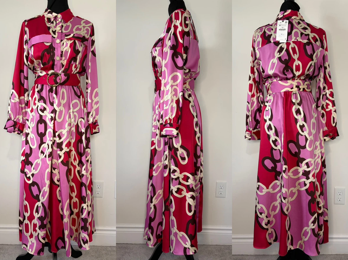 NEW with TAG! Zara Chain Print Shirt Dress - Size M