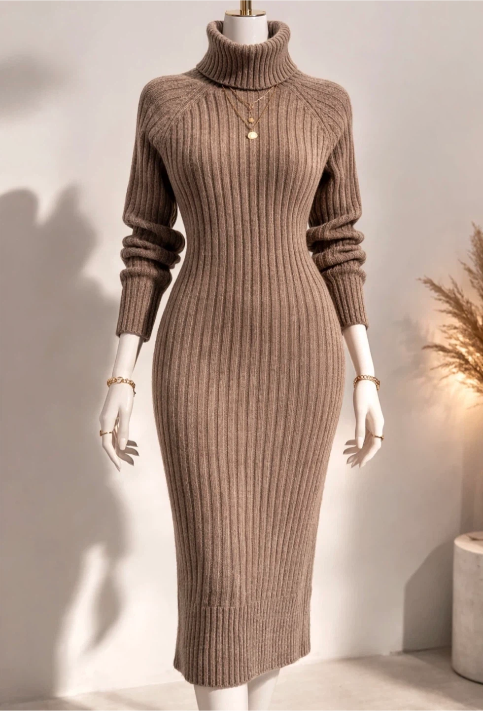 Ribbed Turtleneck Knit Dress - photo 2