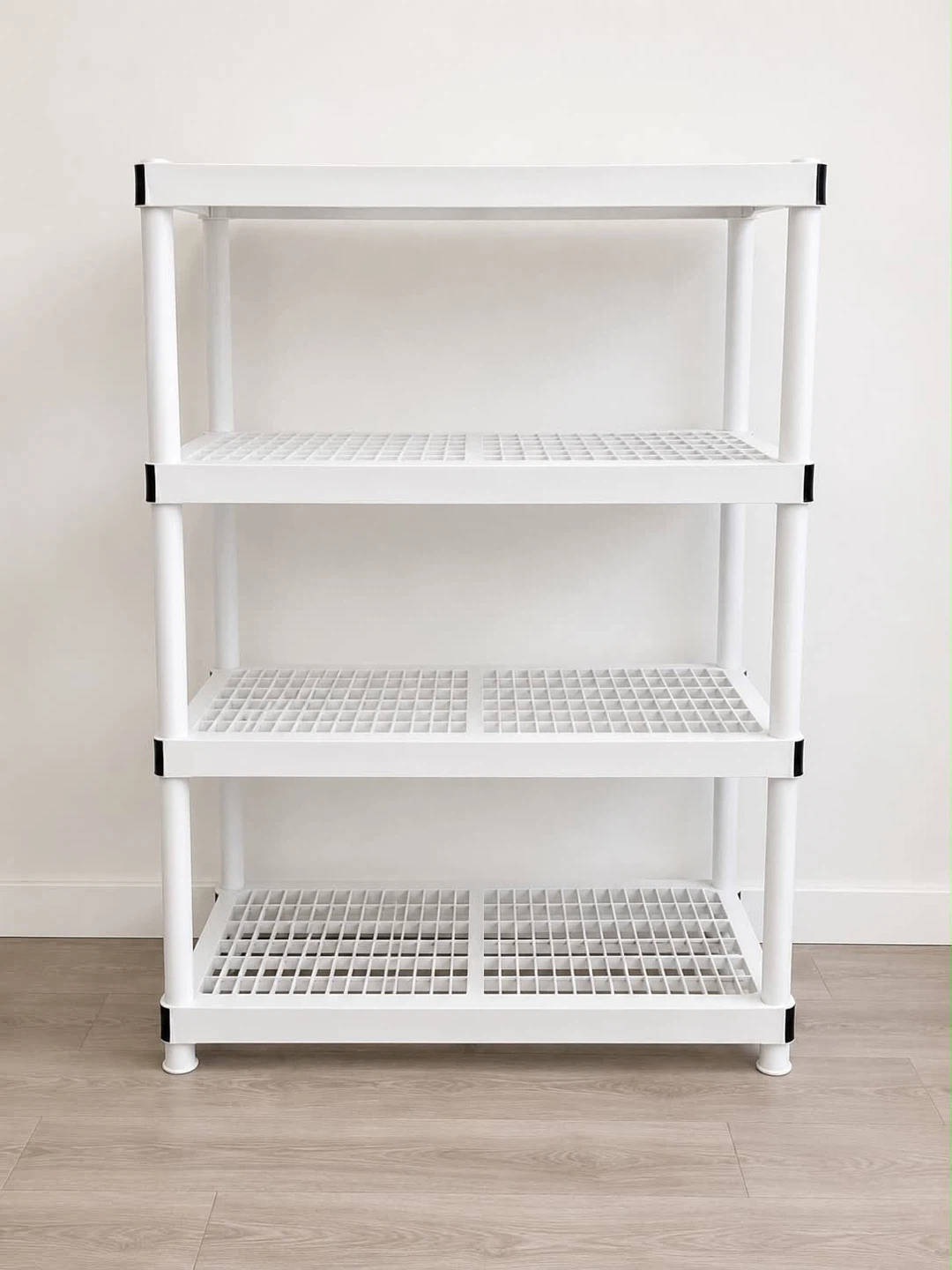 White 4-Tier Plastic Storage Shelf Unit