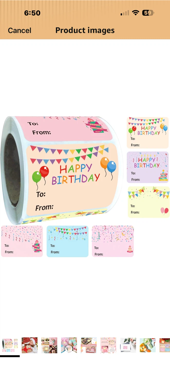 Happy Birthday Sticker Gift Tags