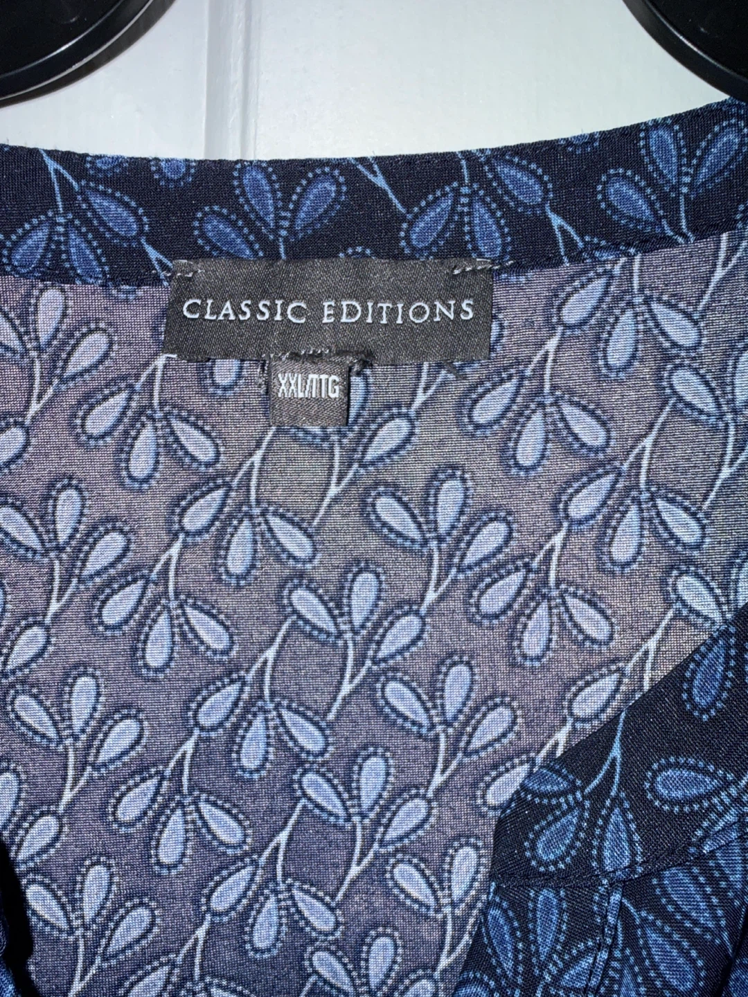 Classic Editions Navy Leaf Print Button-Up Blouse XXL - photo 2