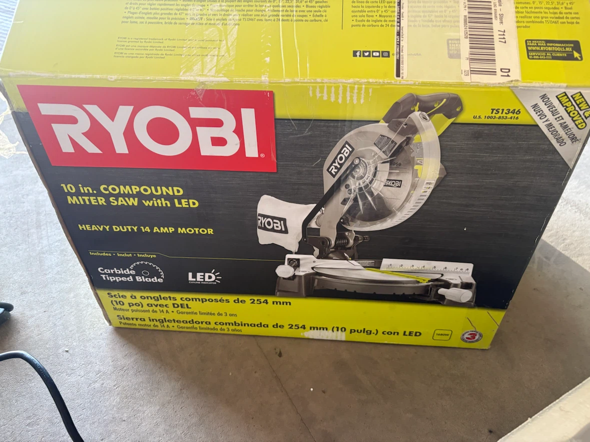 Ryobi 10” corded mitre saw & stand