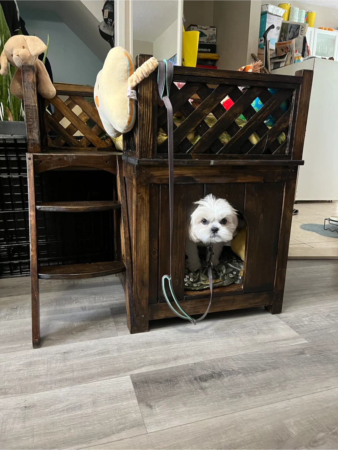 Wooden Pet Dog House Condo with Steps - photo 2