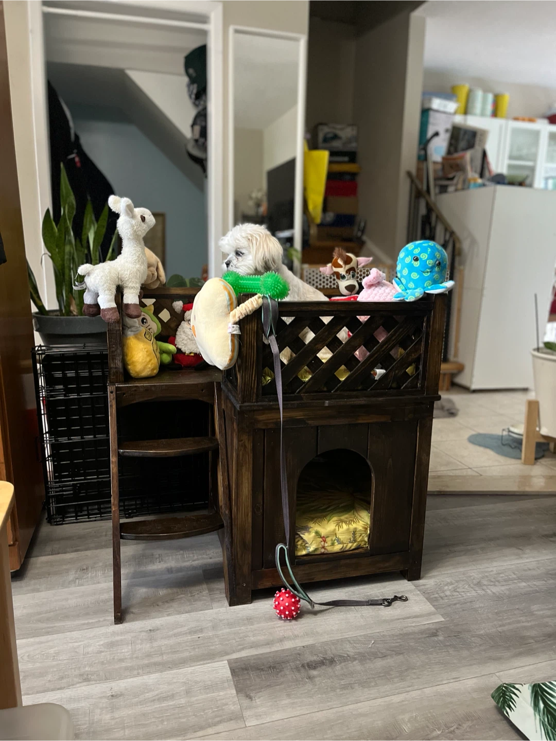 Wooden Pet Dog House Condo with Steps - photo 4