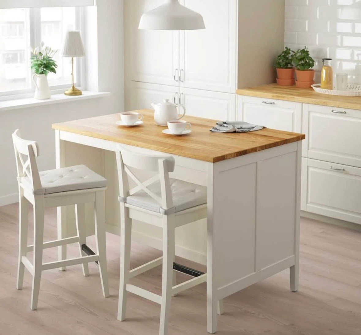 White and Wood Kitchen Island