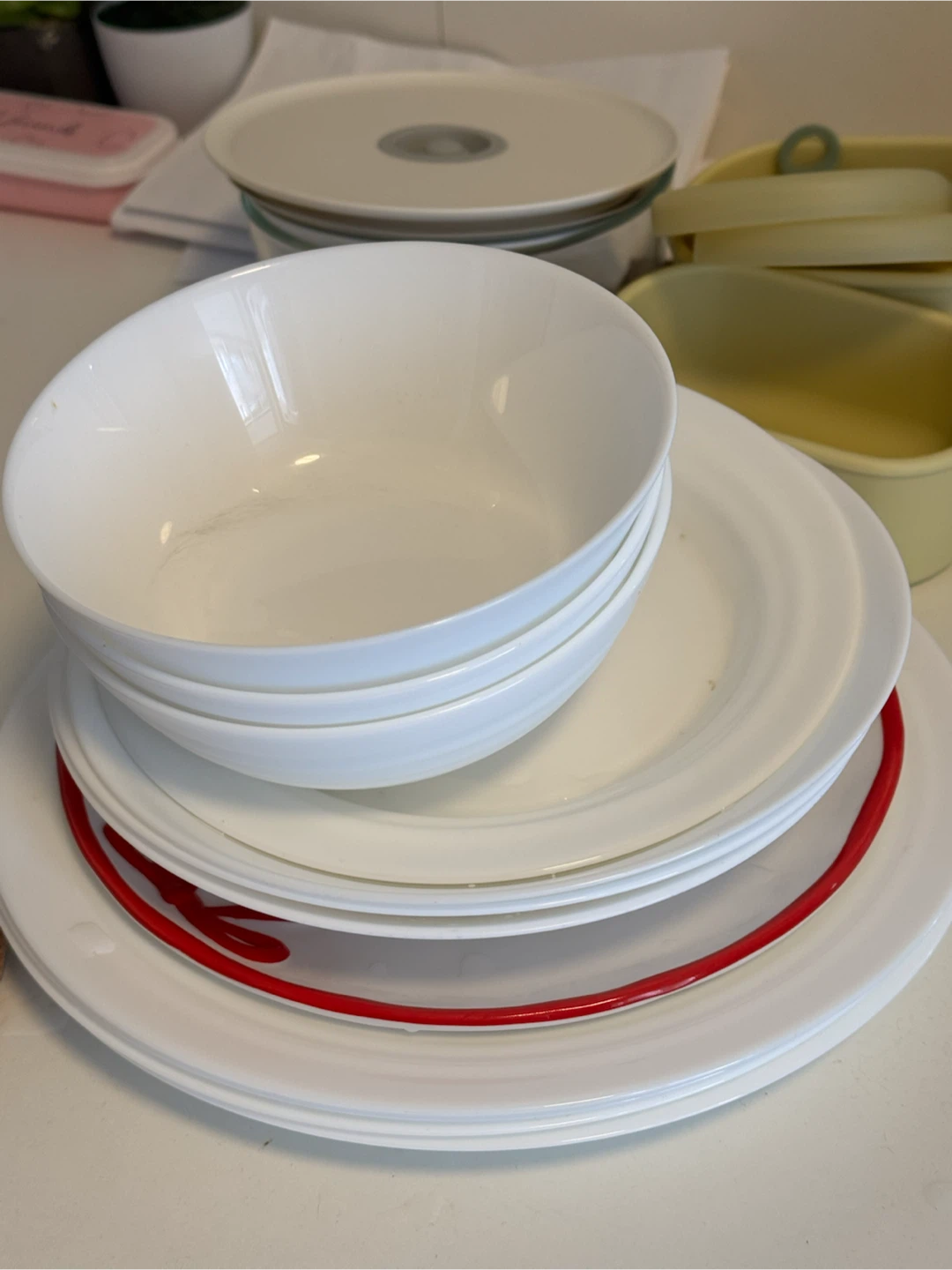 White Dinner Plates and Bowls Set