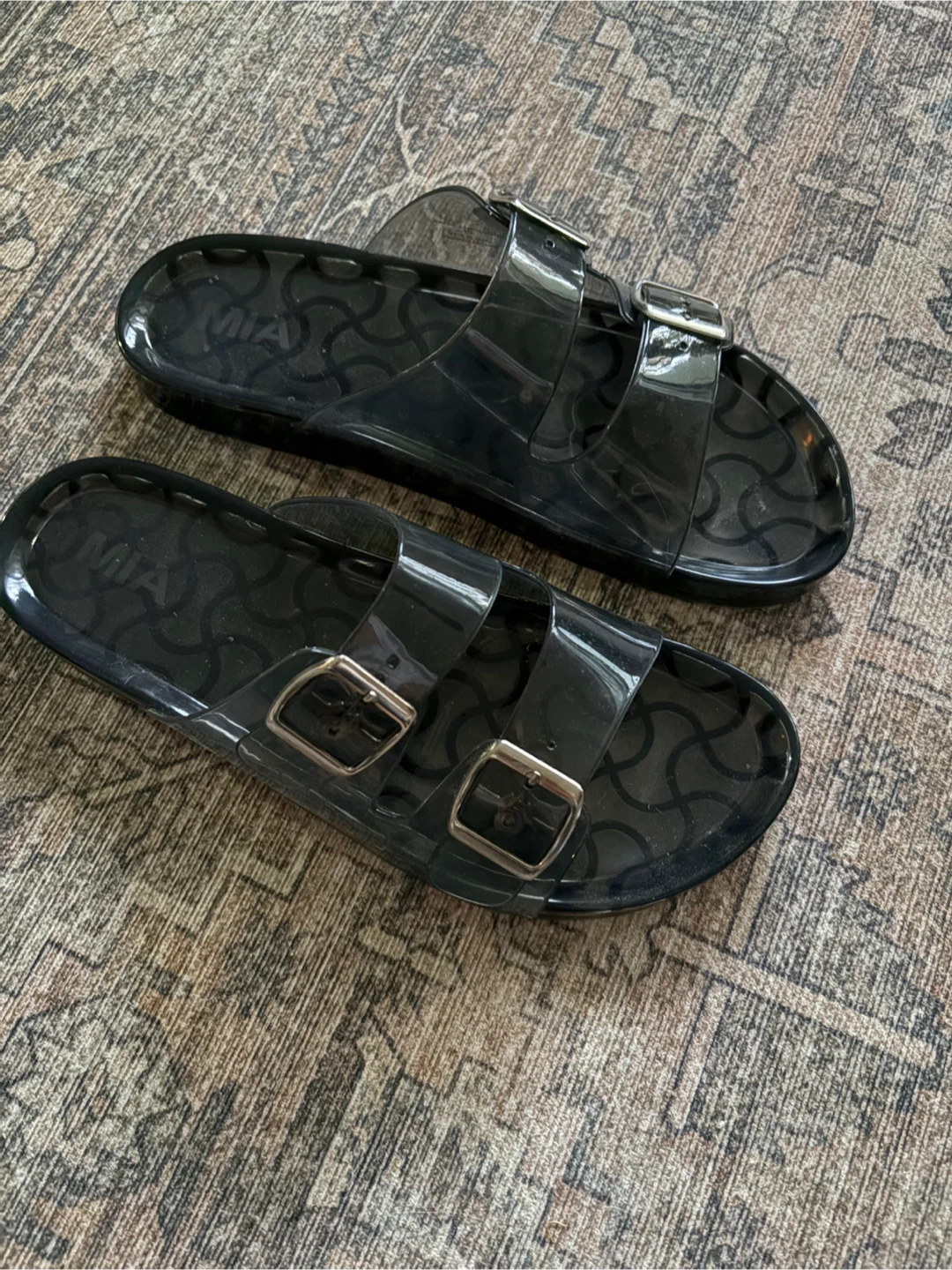 MIA Black Jelly Slide Sandals