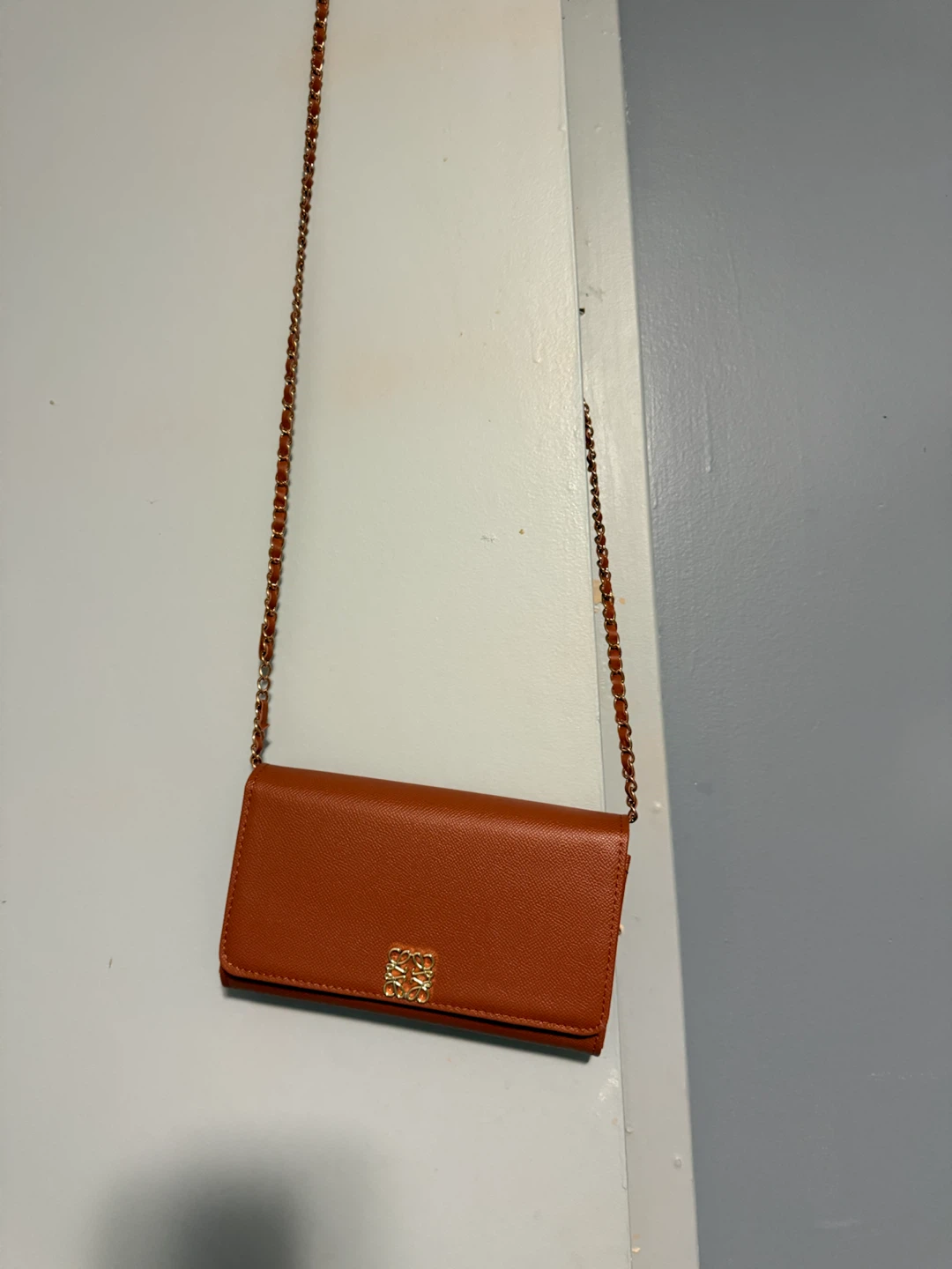 Loewe Tan Leather Wallet with Chain