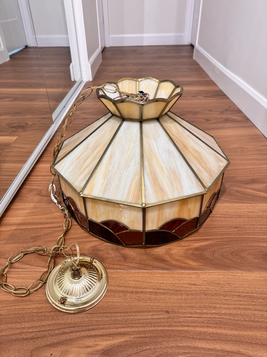 Vintage Stained Glass Pendant Light Fixture
