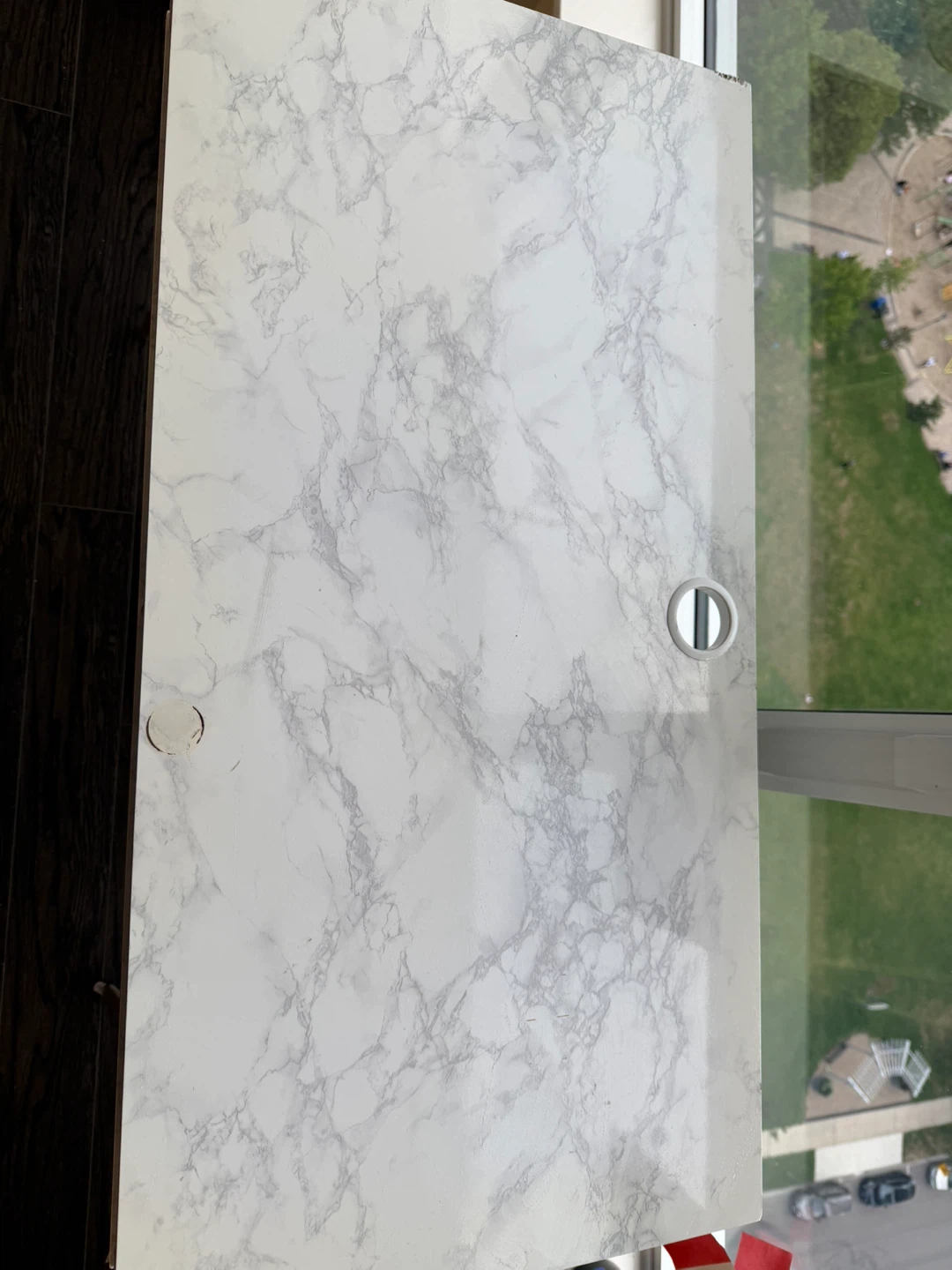 Marble Top Desk with Gold Hairpin Legs - photo 2