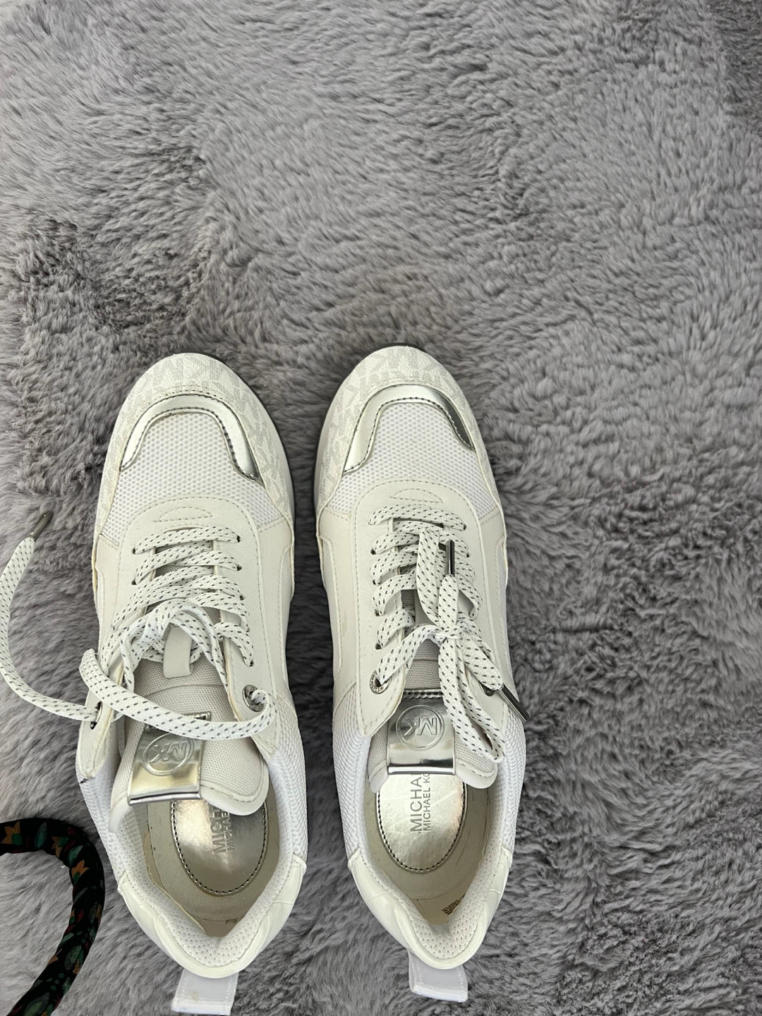 Michael Kors White & Silver Logo Sneakers