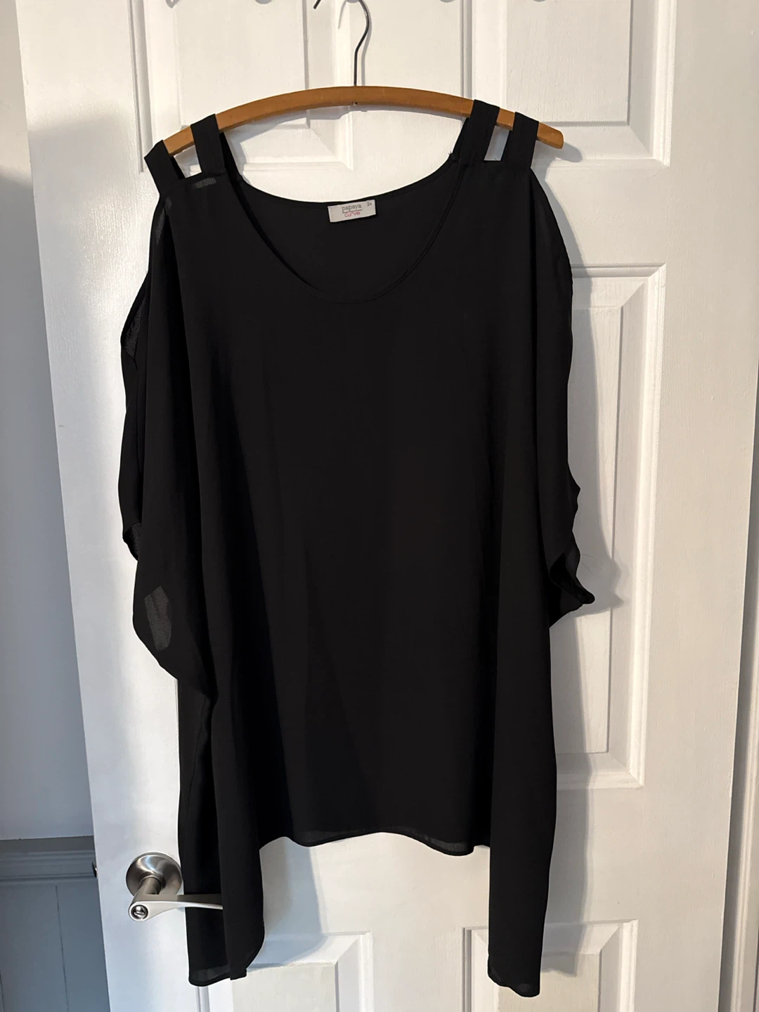 Papaya Curve Black Cold Shoulder Top