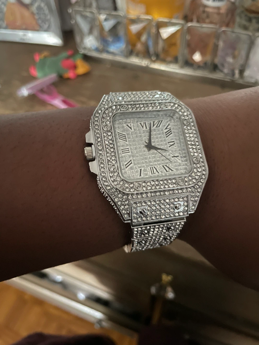 Silver Iced Out Square Face Watch - photo 3