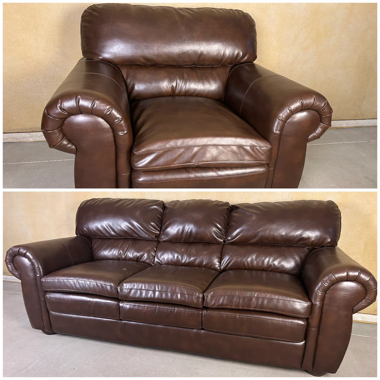 DELIVERY AVAILABLE! LIGHT BROWN SOFA + CHAIR FOR $100!