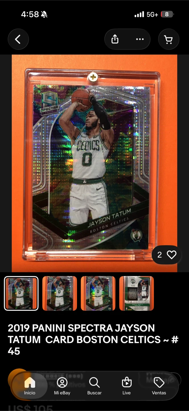 2019 Panini Spectra Jayson Tatum Card Boston Celtics - photo 2