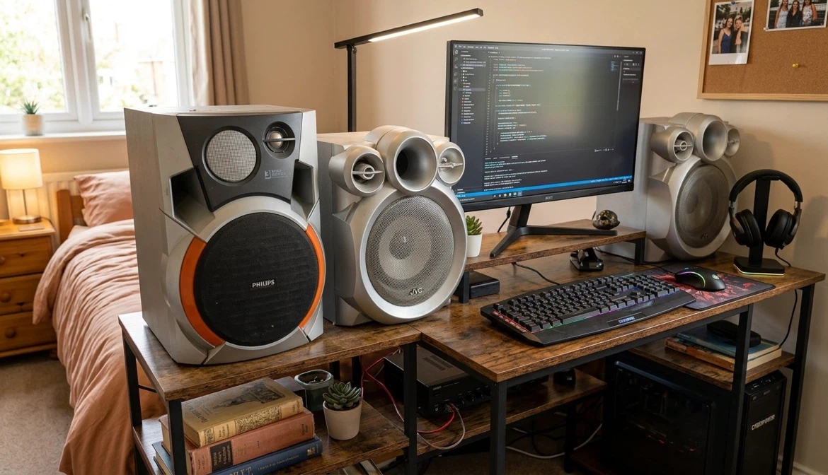JVC and Philips Speakers with Bass Reflex
