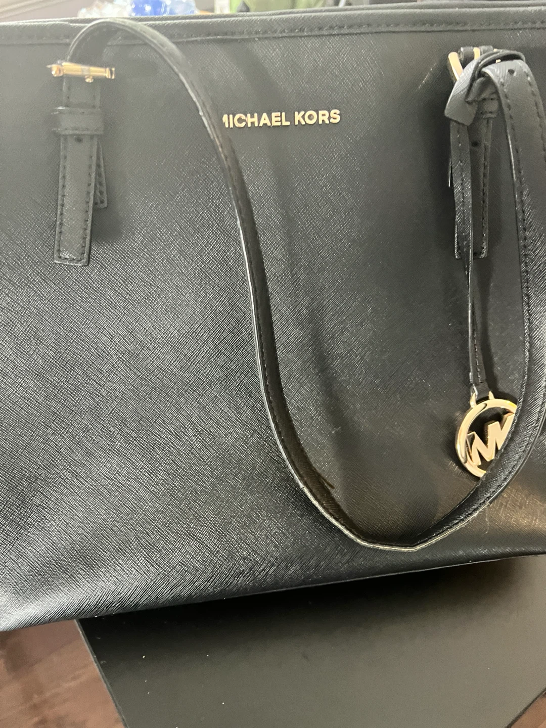 Michael Kors Black Leather Tote Bag